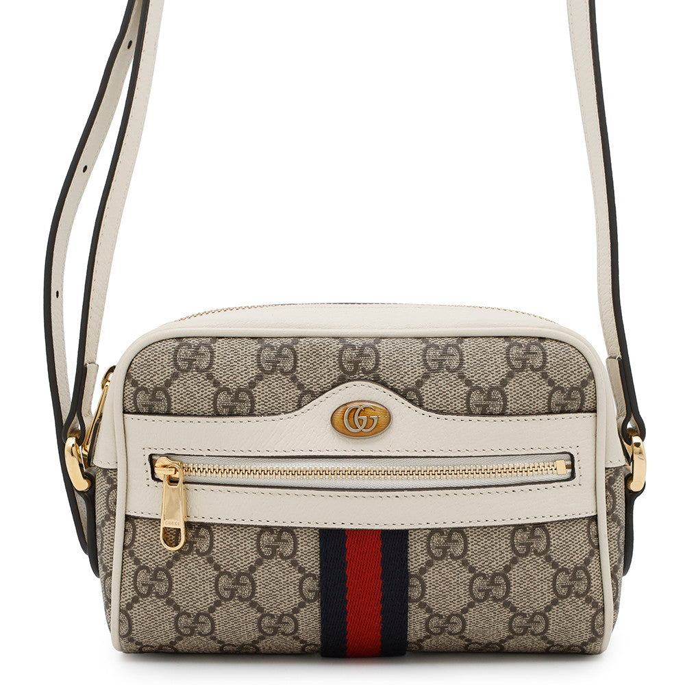 Gucci Ophidia GG Supreme White517350 PVC Leather Beige Mini Shoulder Bag