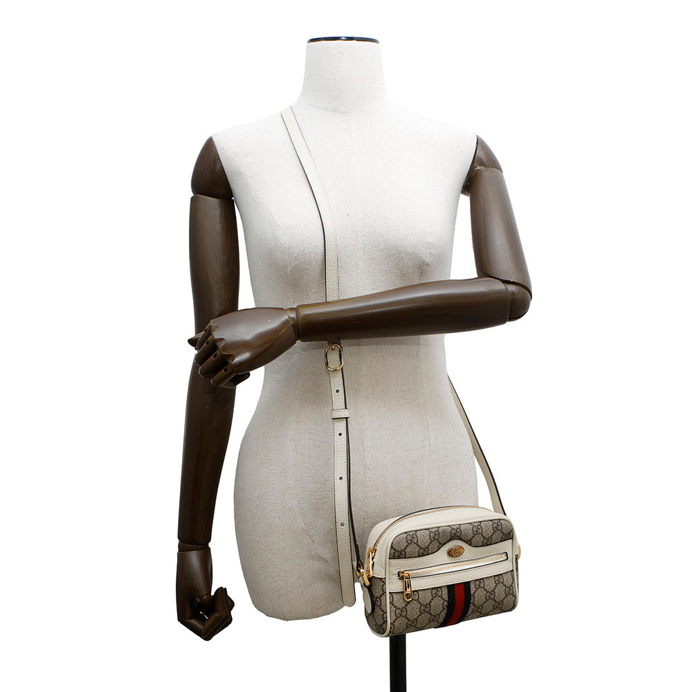 Gucci Ophidia GG Supreme White517350 PVC Leather Beige Mini Shoulder Bag