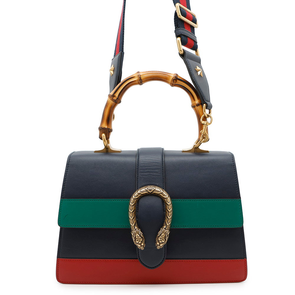 Gucci Dionysus 2-Way Bamboo Leather Green Navy Travel Bag
