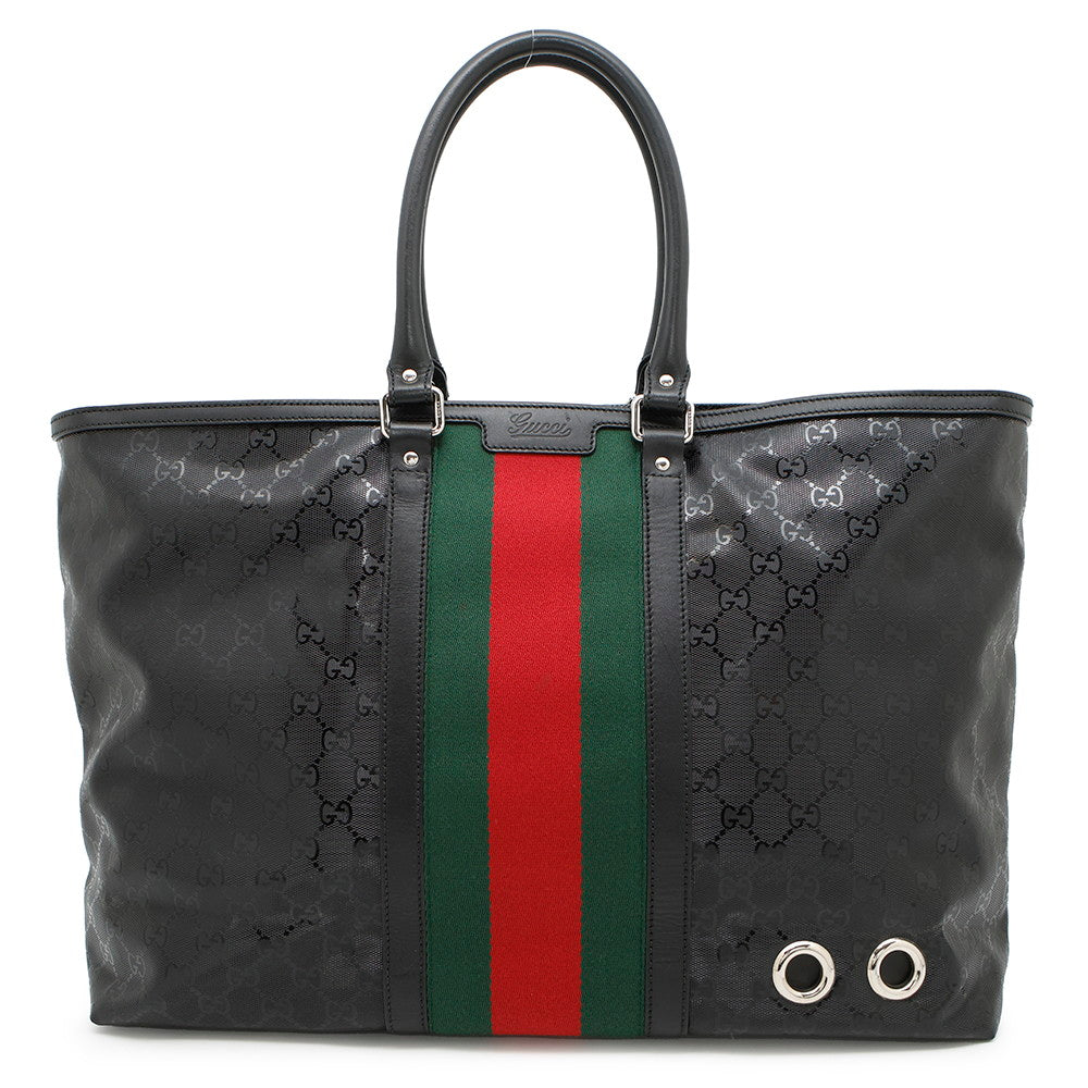 Gucci GG Imprime Cherie Line Black347987 Leather Tote Bag