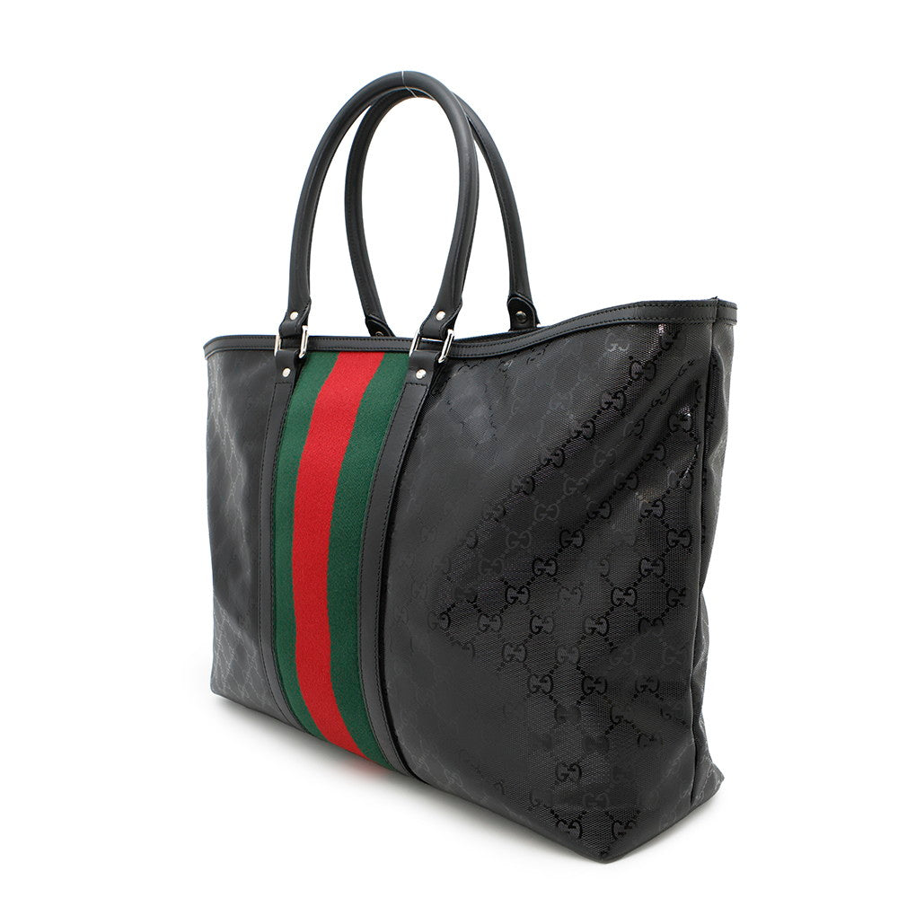 Gucci GG Imprime Cherie Line Black347987 Leather Tote Bag