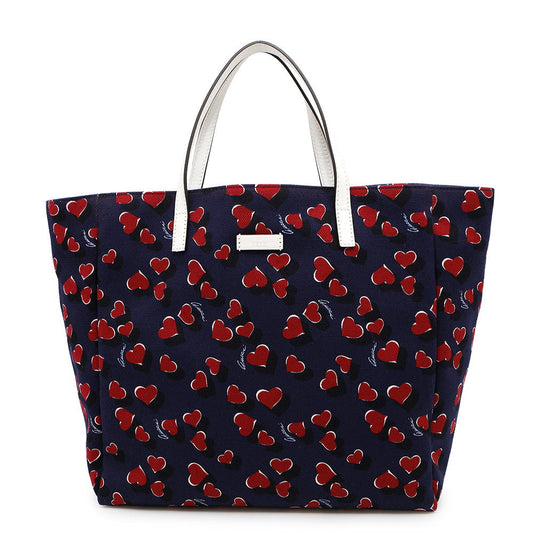 Gucci Heartbeat Leather Canvas Navy Tote Bag