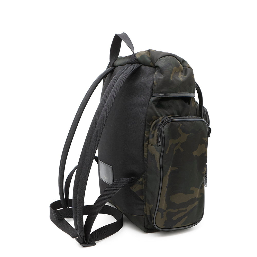 Saint Paris Hunt Backpack Camouflage Green Black437110 Leather Nylon