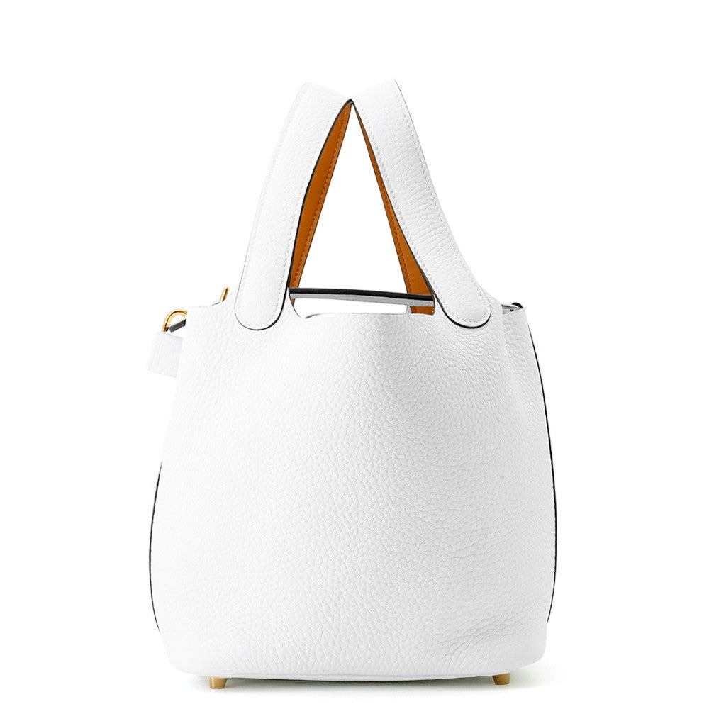 Picotin Lock Eclat New Sesame Taurillon Clemence Leather White Travel Bag