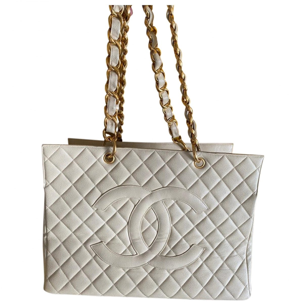 grand shopping beige leather handbag Classic