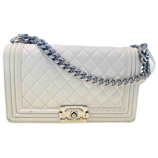 boy white leather handbag Signature