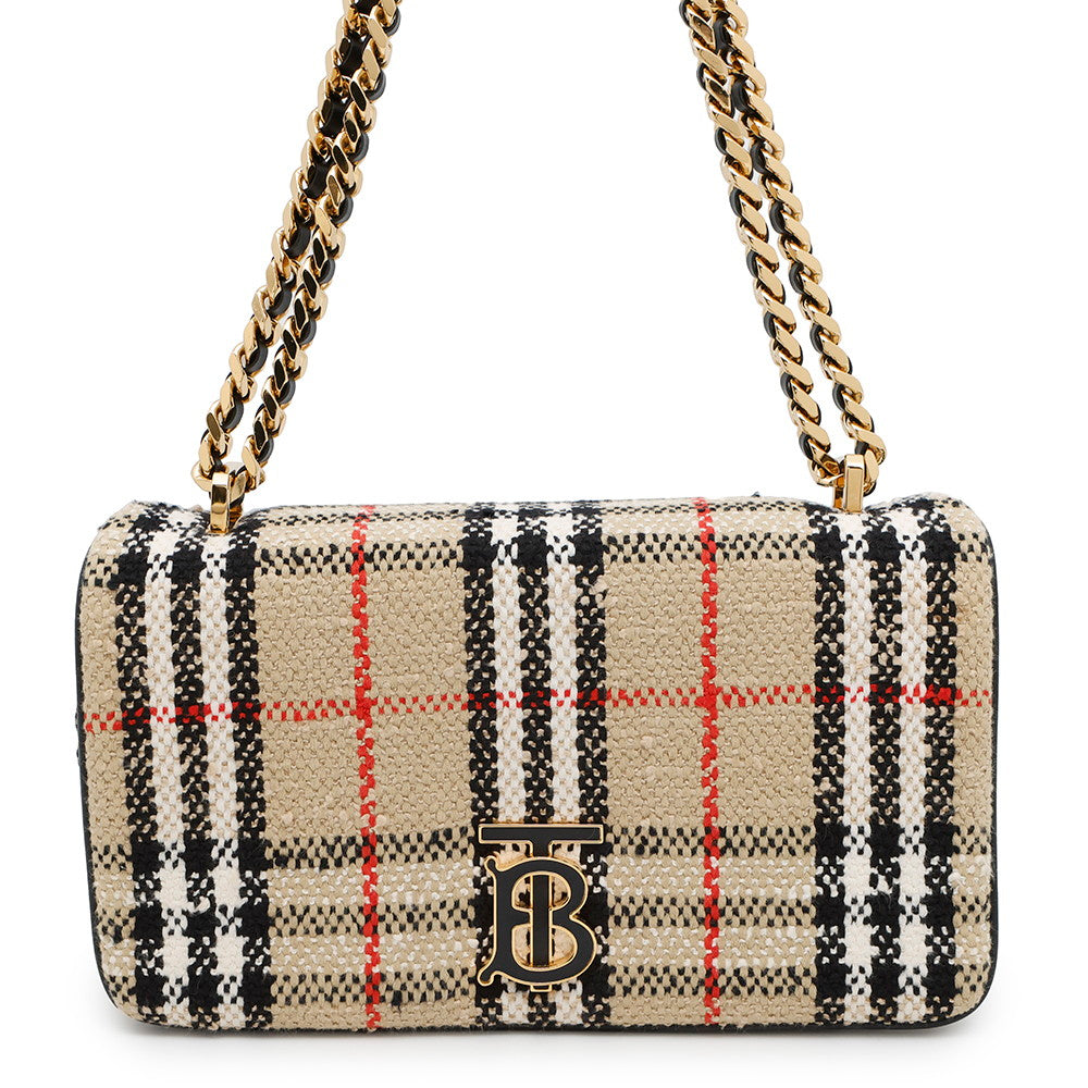 Burberry Lola Check Shoulder Bag Beige8063080 Canvas Small