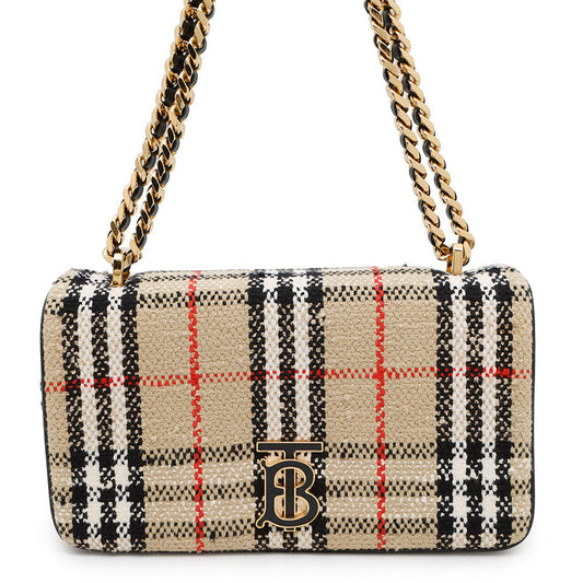 Burberry Lola Check Shoulder Bag Beige8063080 Canvas Small