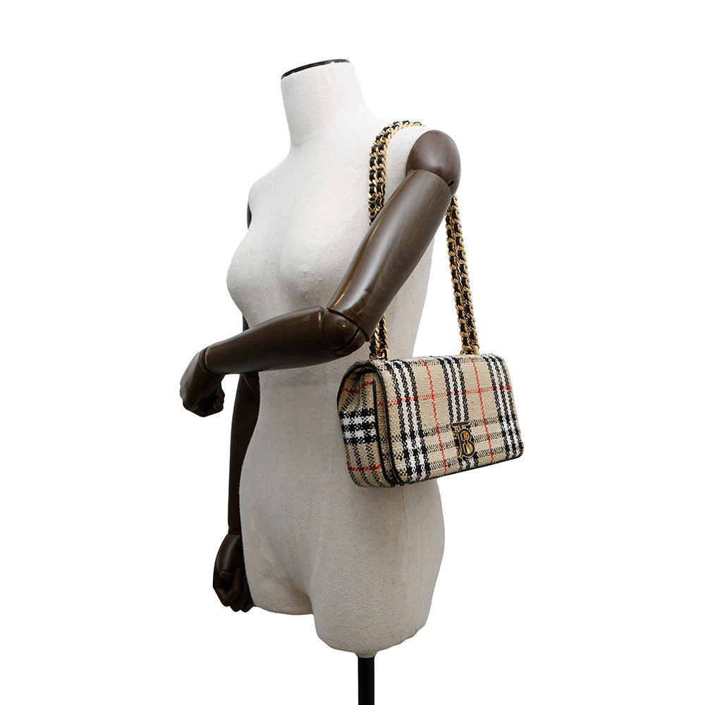 Burberry Lola Check Shoulder Bag Beige8063080 Canvas Small