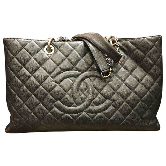 Chanel grand shopping anthracite leather handbag