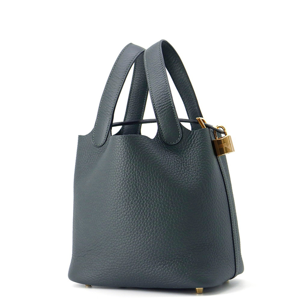 Picotin Lock Vert Mangrove Taurillon Clemence Size Travel Bag Pm Handbag
