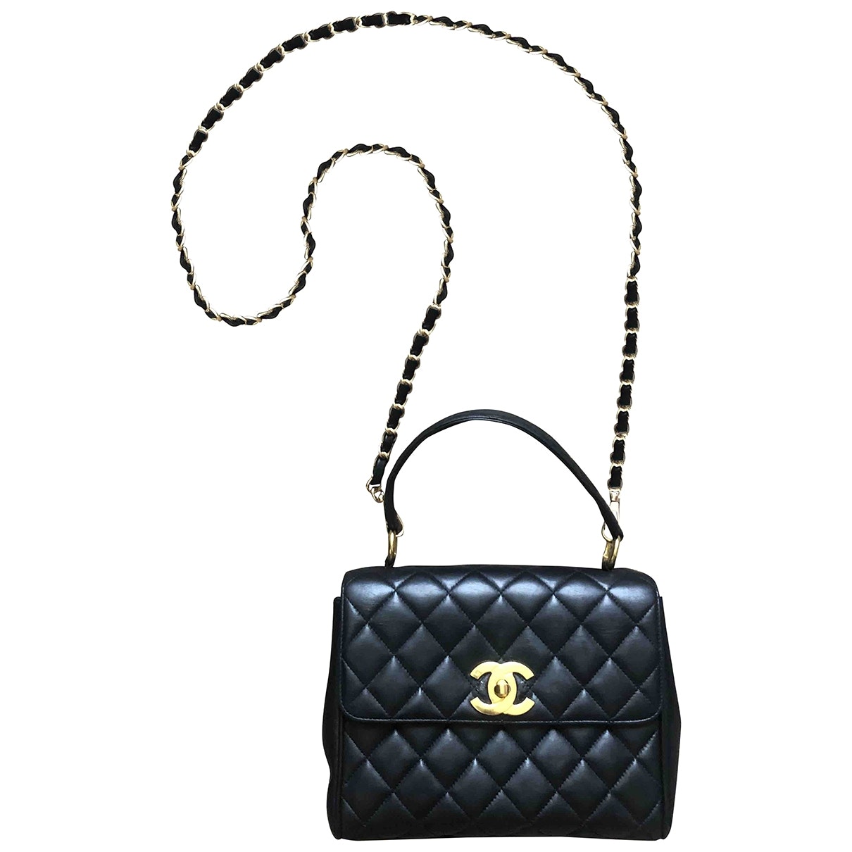 coco handle black leather handbag Signature
