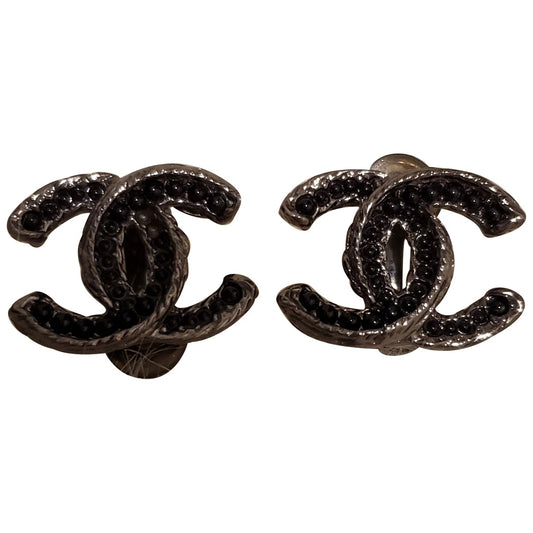 cc black metal earrings Jewelry Refined