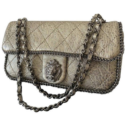 gold leather handbag Signature