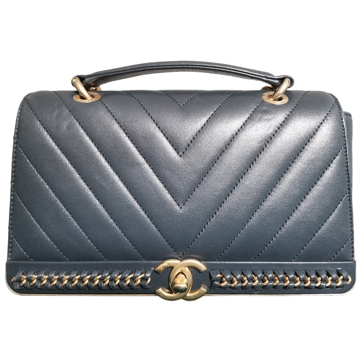navy leather handbag Classic