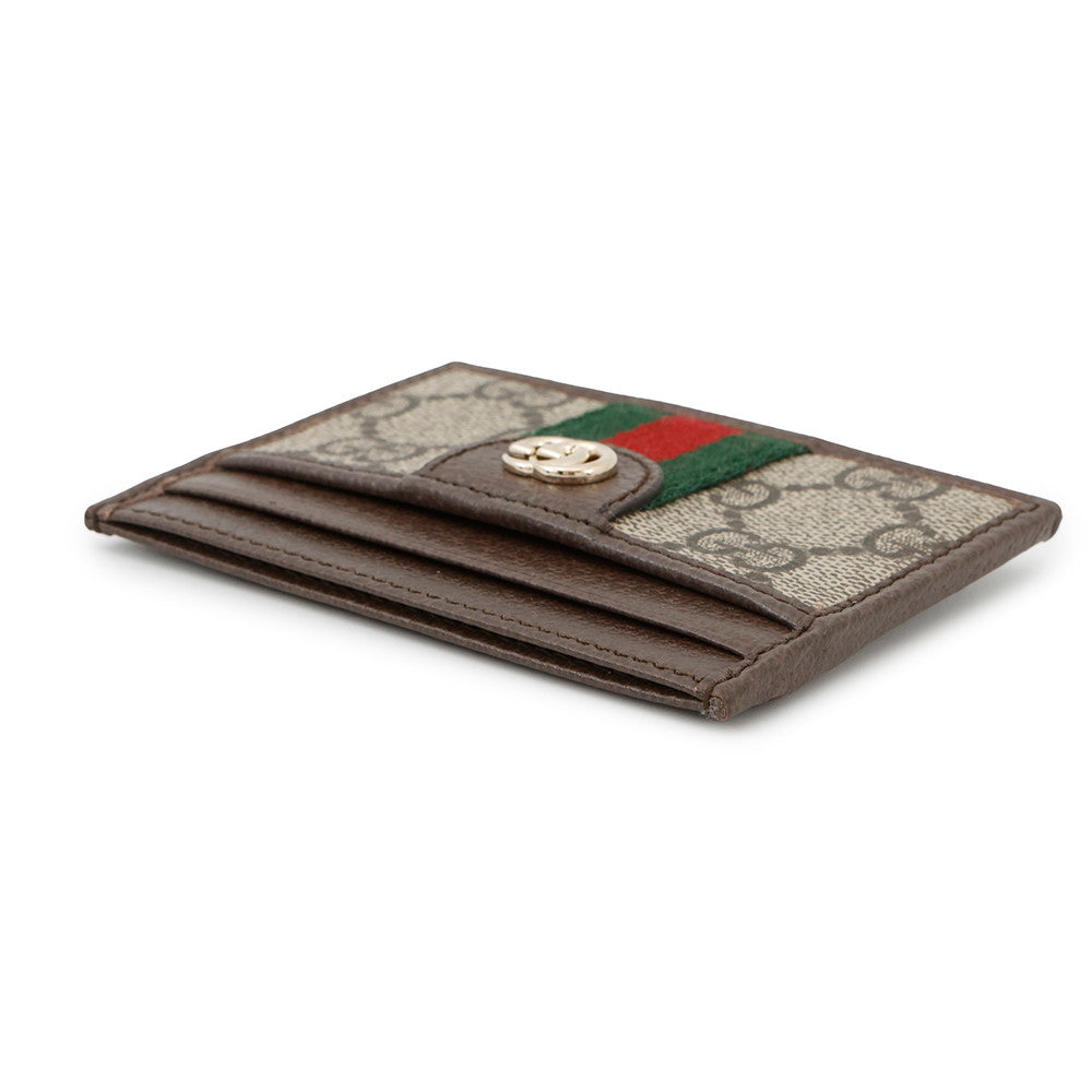 Gucci GG Supreme Ophidia Beige838486 PVC Leather Brown Wallet Case