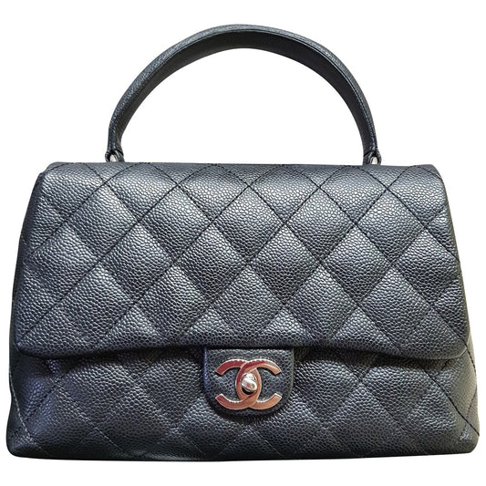 coco handle black leather handbag Classic