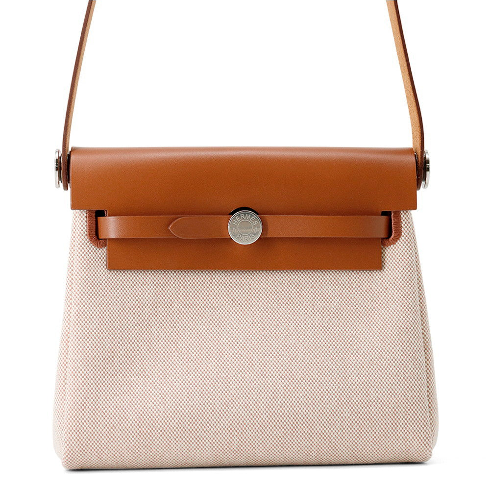 Herbag Zip Fauve Toile H Vache Hunter Leather Mini Travel Bag