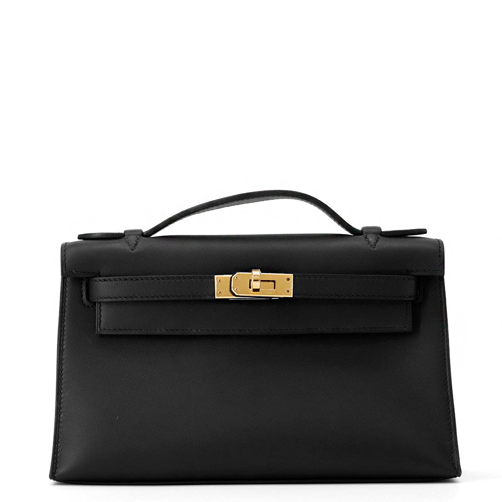 Pochettekelly Swift Handbag Leather Black Travel Bag