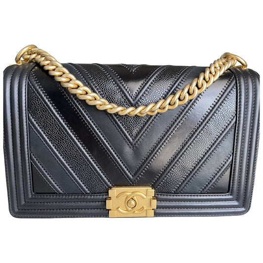 boy black leather handbag Luxe