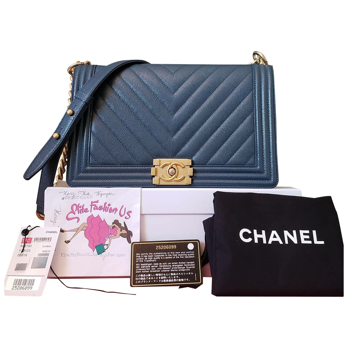 boy blue leather handbag Signature