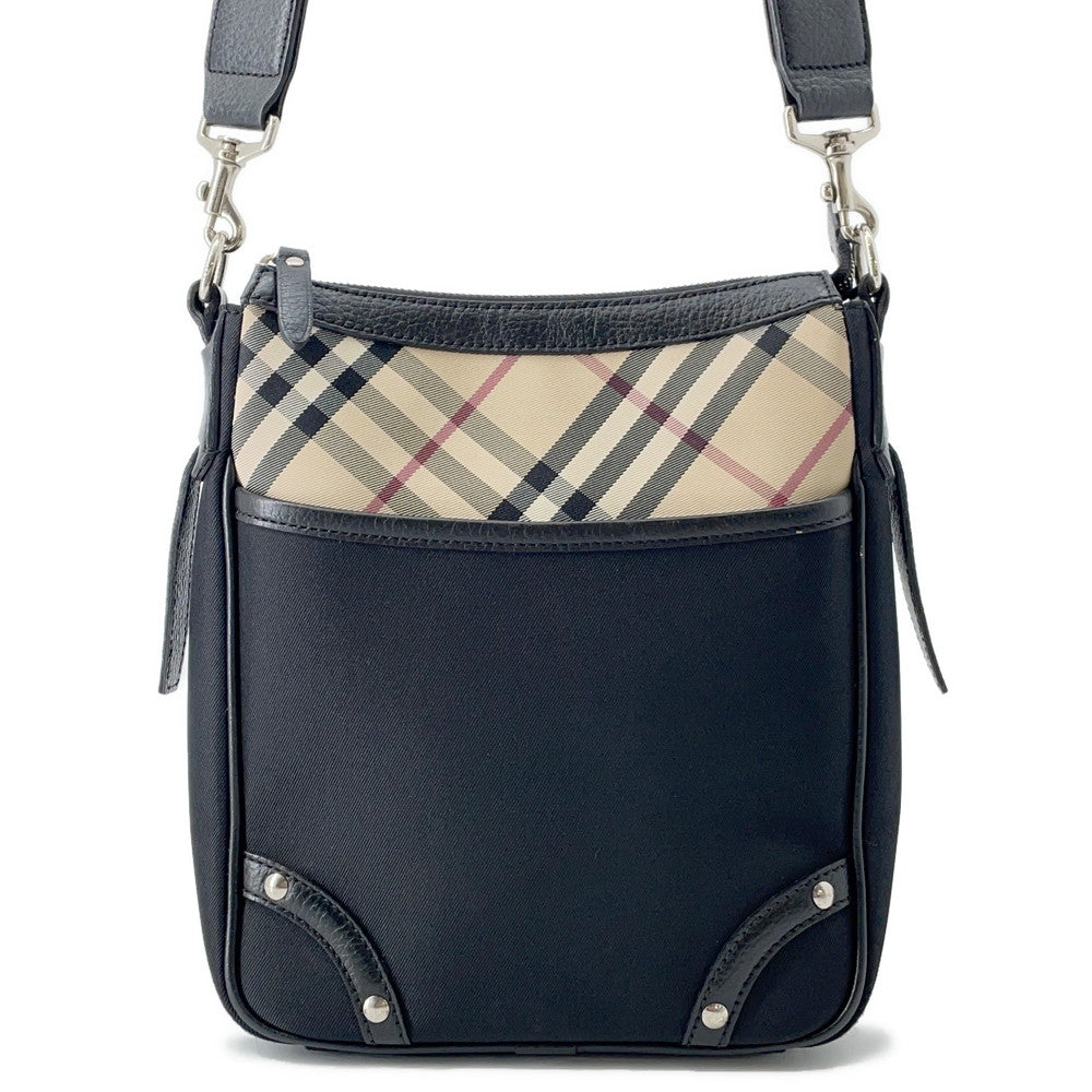 Burberry Shoulder Bag Leather Canvas Black 10630914