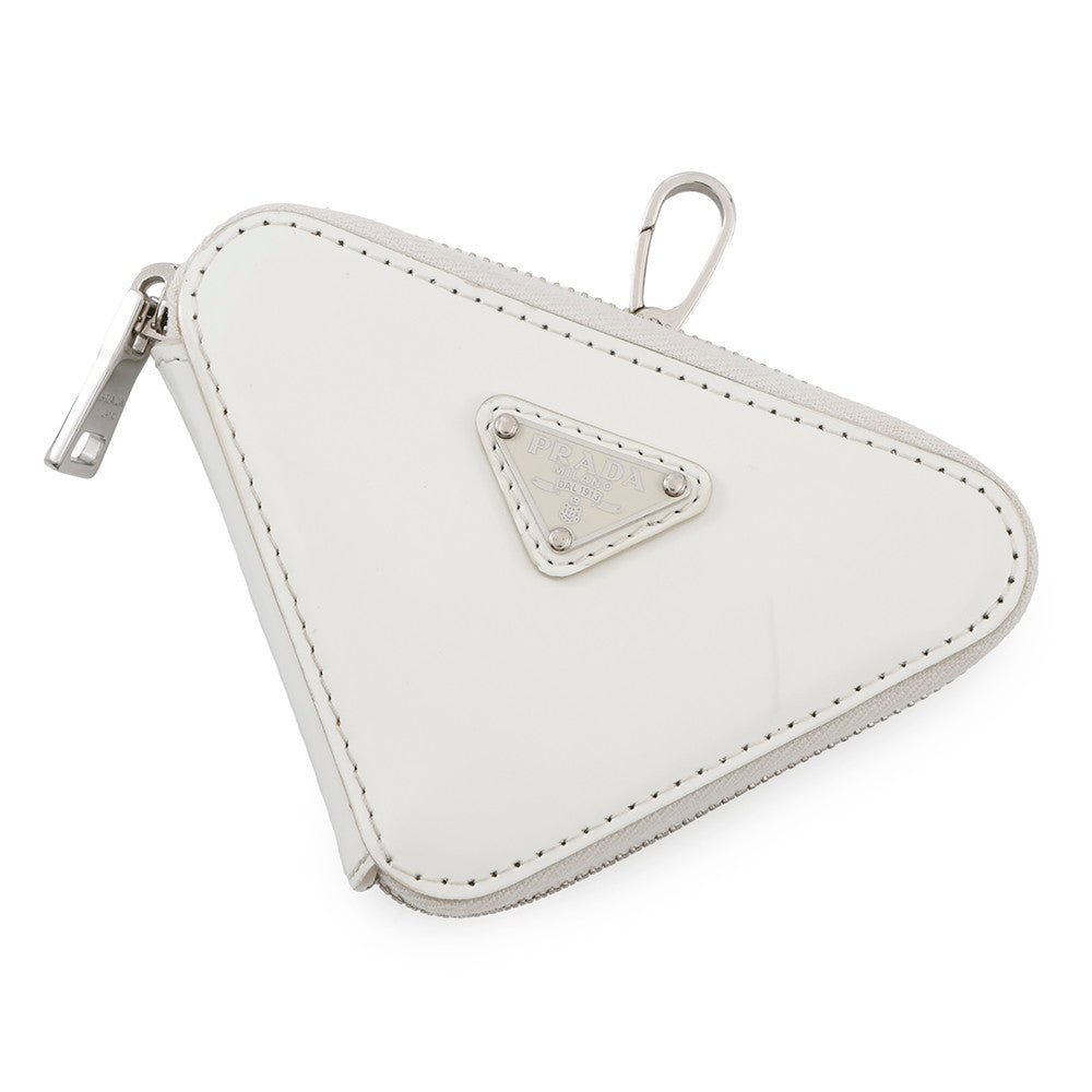 Triangle Coin Purse Tl Handbag Leather White Travel Bag