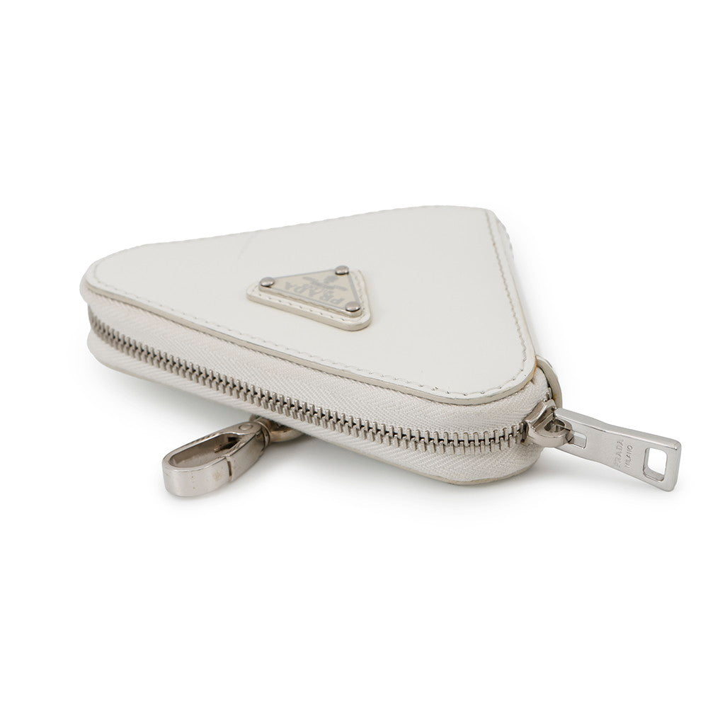 Triangle Coin Purse Tl Handbag Leather White Travel Bag