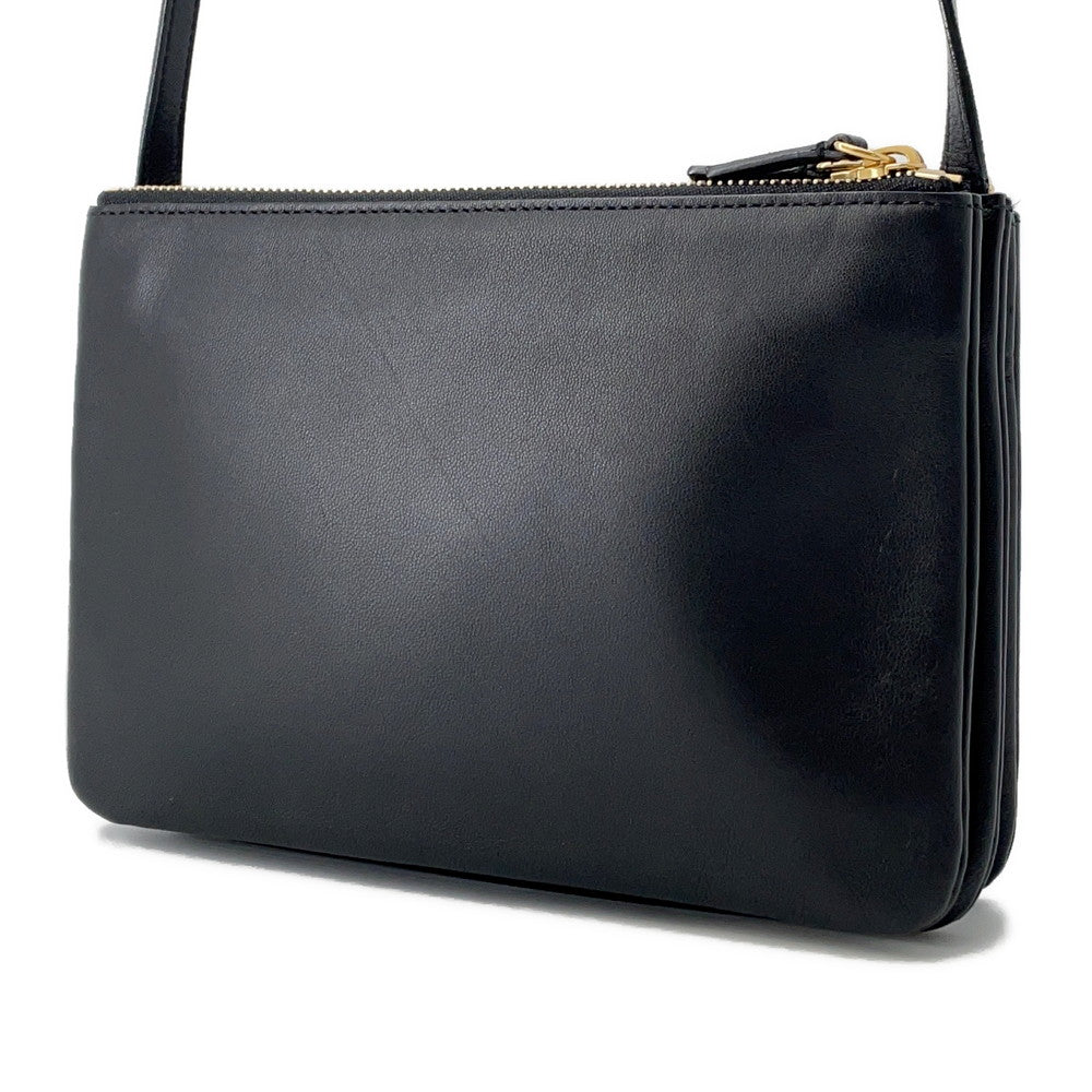 Trio Shoulder Bag Size Leather Black