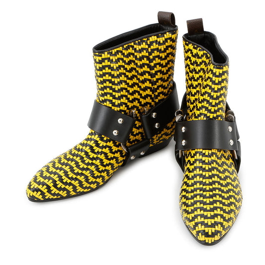 Louis Vuitton Rhapsody Line EncreBoots Yellow Black Leather Shoes