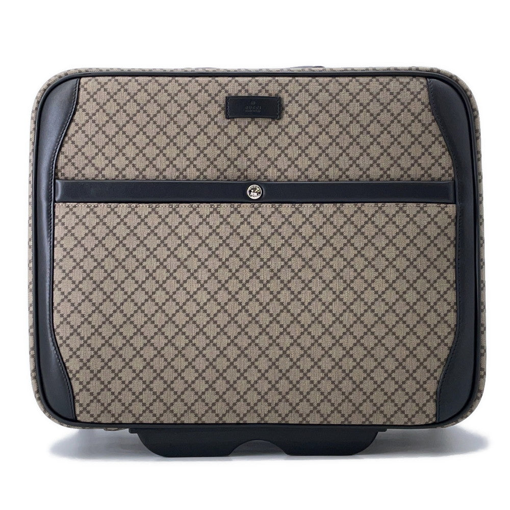 Gucci Diamante Carry Black246459 Leather Canvas Beige Travel Bag