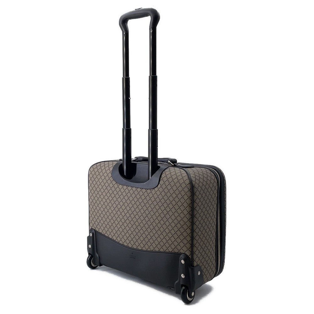 Gucci Diamante Carry Black246459 Leather Canvas Beige Travel Bag