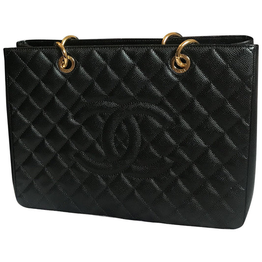 grand shopping black leather handbag Elegant