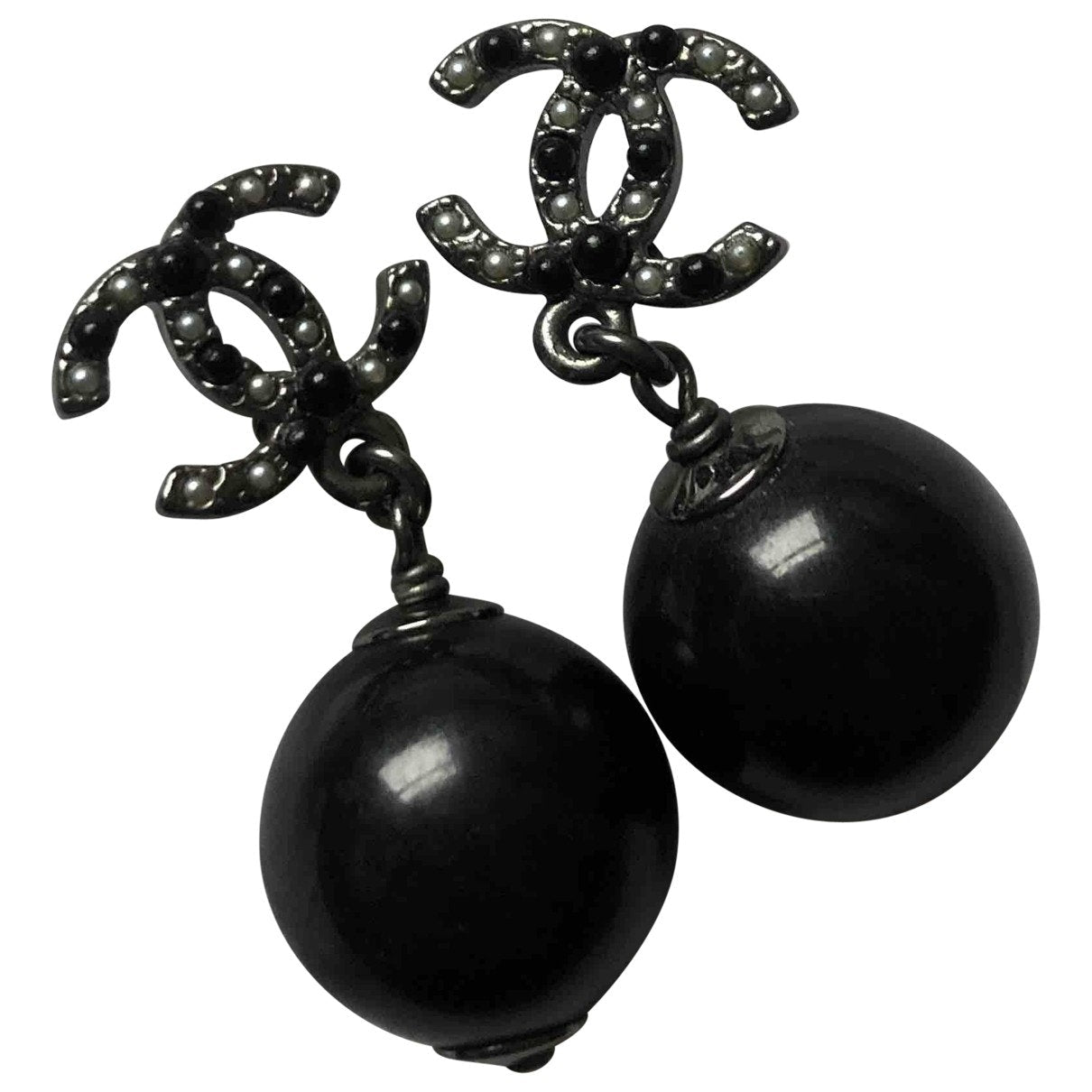 Chanel cc black pearls earrings Jewelry