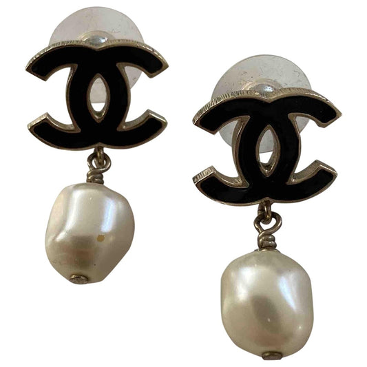 cc black metal earrings Jewelry Polished