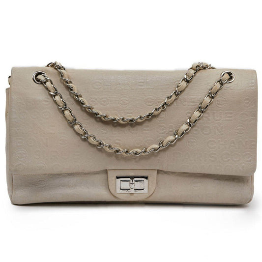 2.55 beige leather handbag Signature