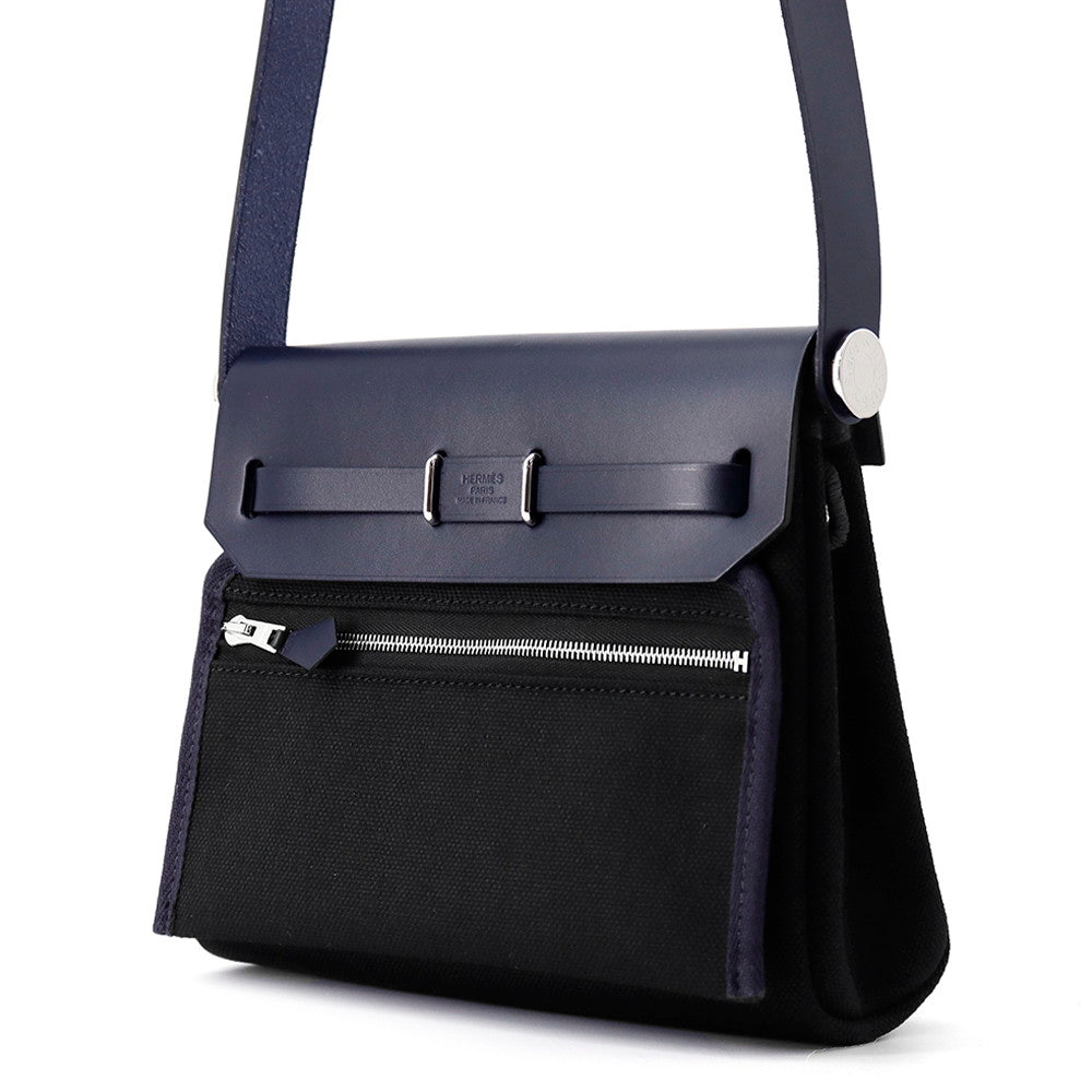 Herbag Zip Indigo Toile Military Vache Hunter Leather Black Travel Bag