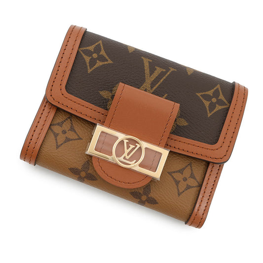 Louis Vuitton Portefeuille Dauphine Compact NoirM68725 Reverse Monogram Canvas Handbag