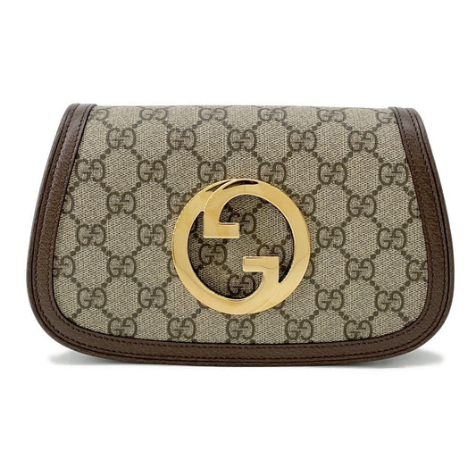 Gucci GG Supreme Blondie Beige703807 Leather Canvas Brown Crossbody Bag