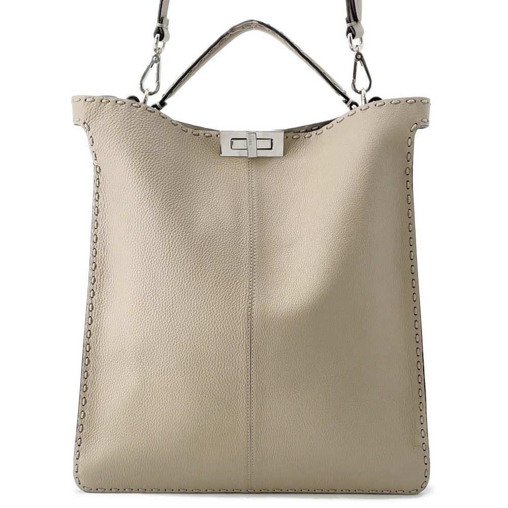 Fendi Tote Bag Peekaboo I See You 2-Way Beige7VA528 Leather