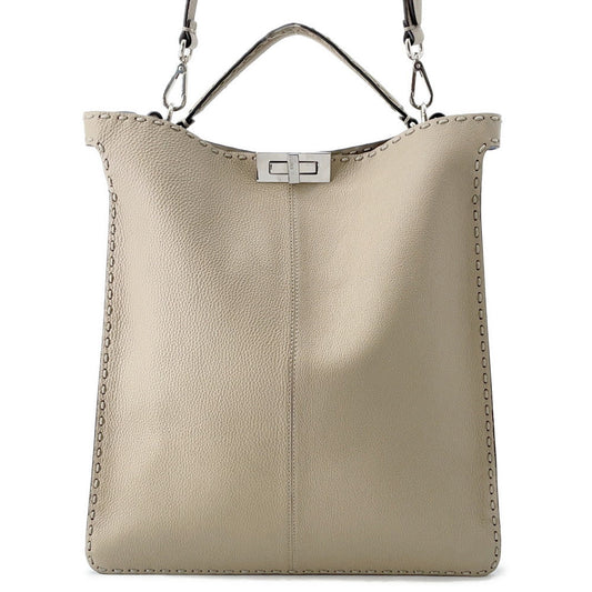 Fendi Tote Bag Peekaboo I See You 2-Way Beige7VA528 Leather