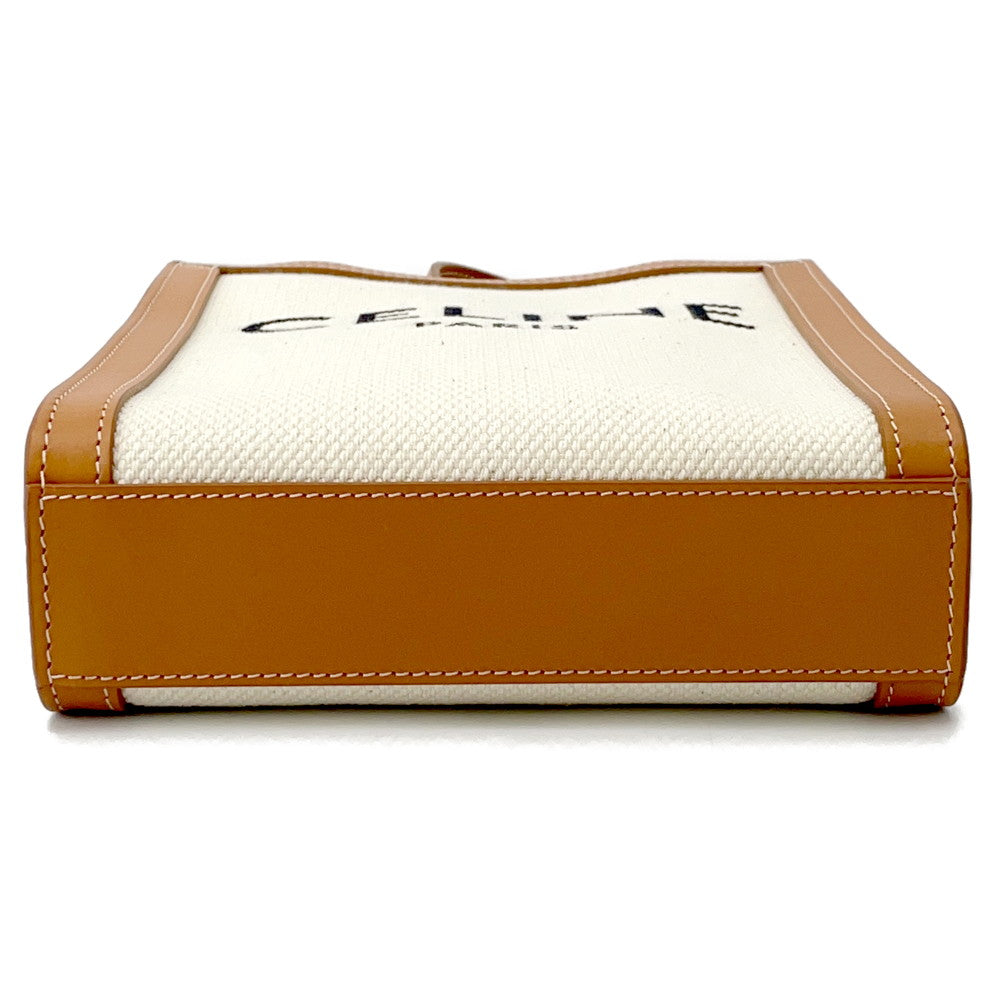 Vertical Cabas Natural Size Mini Handbag Leather Canvas Travel Bag