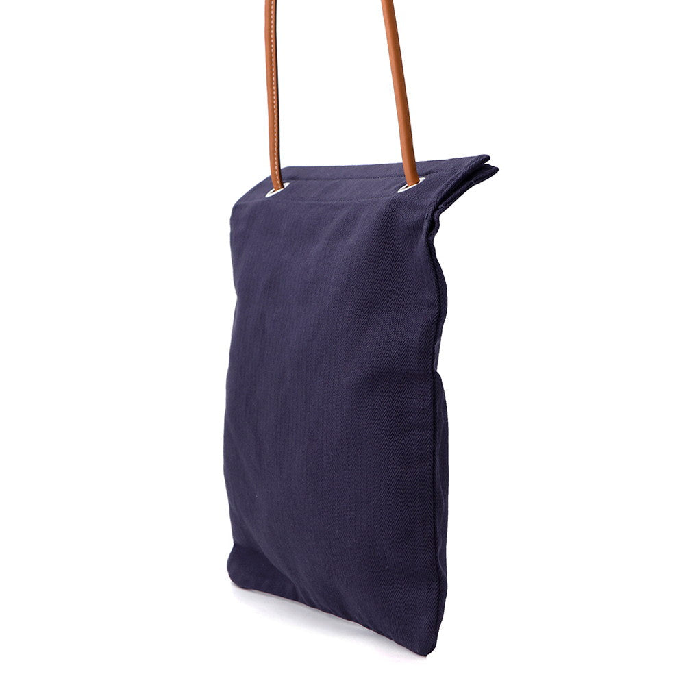 Sac Aline Indigo Toile Chevrons Barenia Size Leather Blue Travel Bag