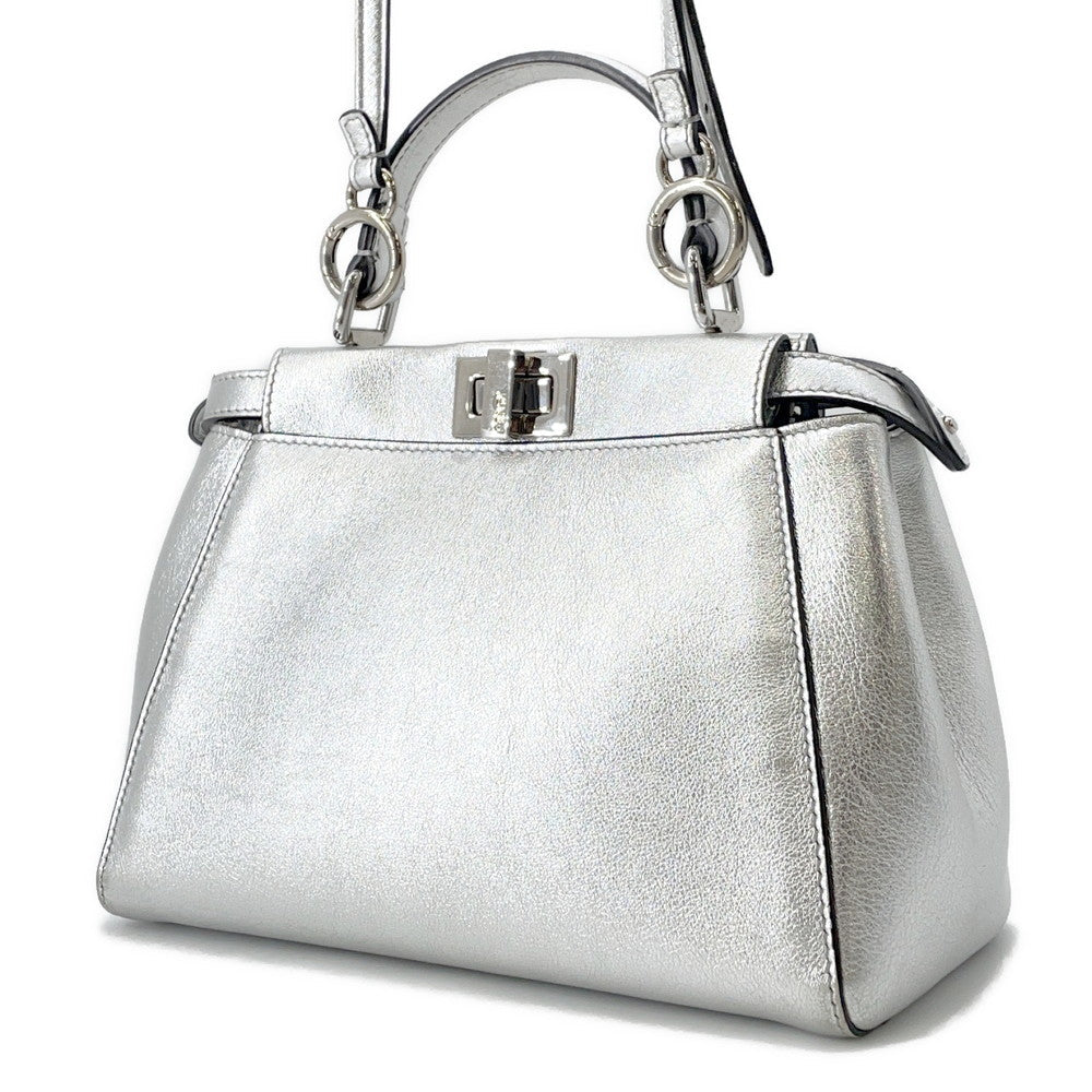 Fendi Peekaboo 2Waybag Silver8Bn244 Leather Mini Travel Bag