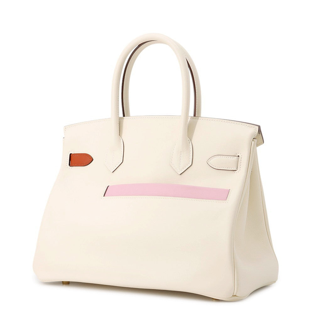Birkin Colormatic Nata Cuivre Lime Mauve Sylvestre Leather Blue Travel Bag