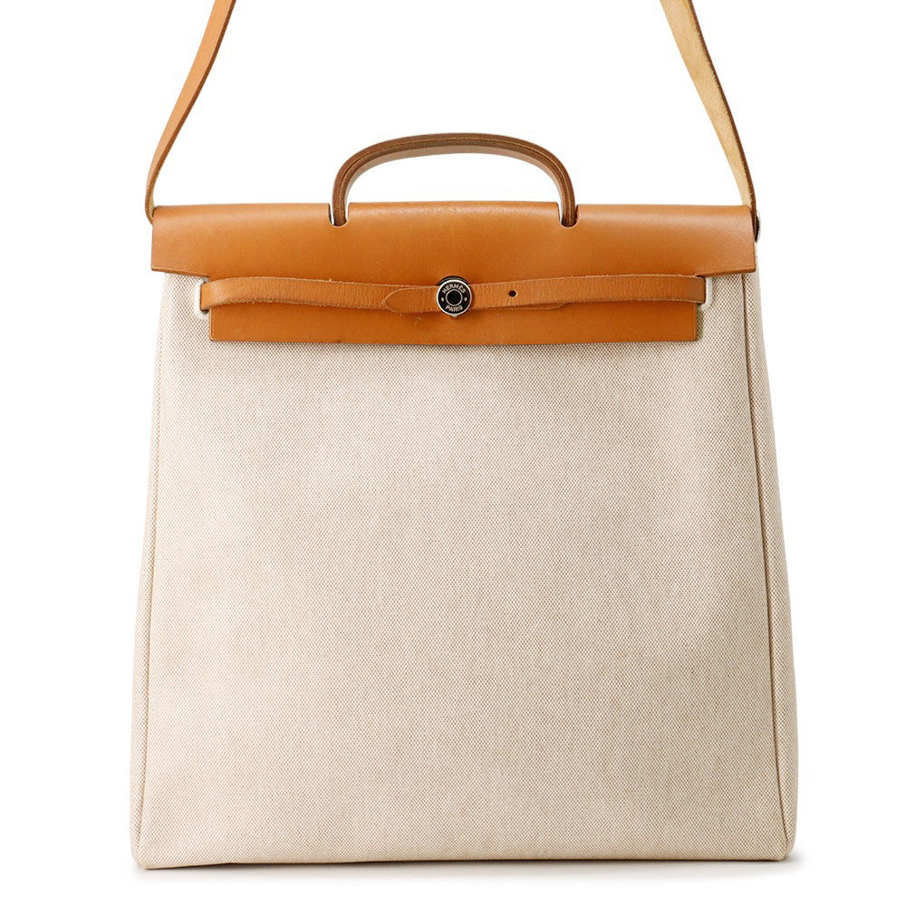 Herbag Natural Toile H Vache Hunter Size Leather Travel Bag