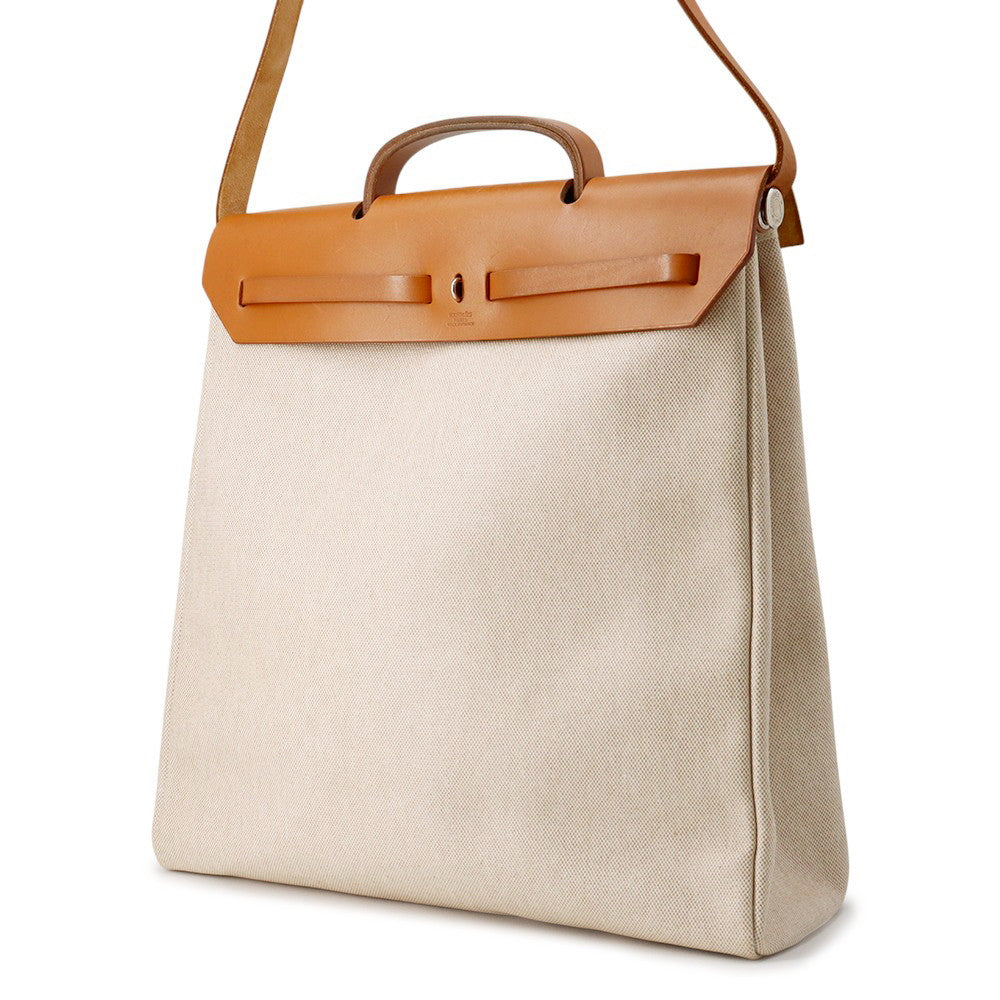 Herbag Natural Toile H Vache Hunter Size Leather Travel Bag