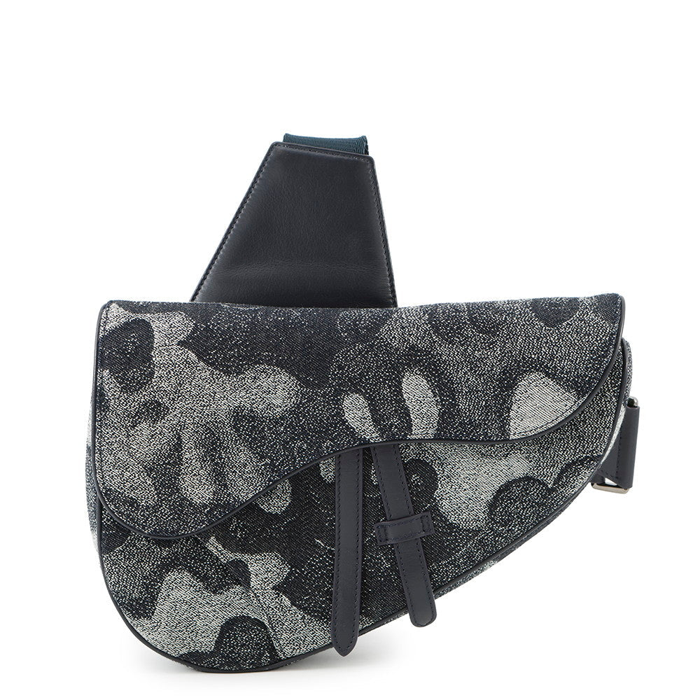 Dior Crossbody Bag ?Camouflage Saddle Canvas Navy