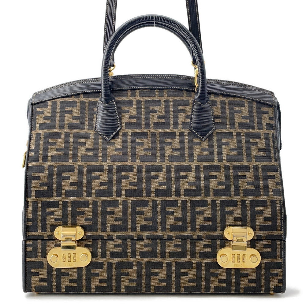 Fendi ?Zucca vanity bag Leather Canvas Brown Handbag