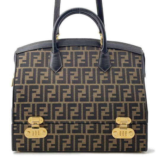 Fendi ?Zucca vanity bag Leather Canvas Brown Handbag